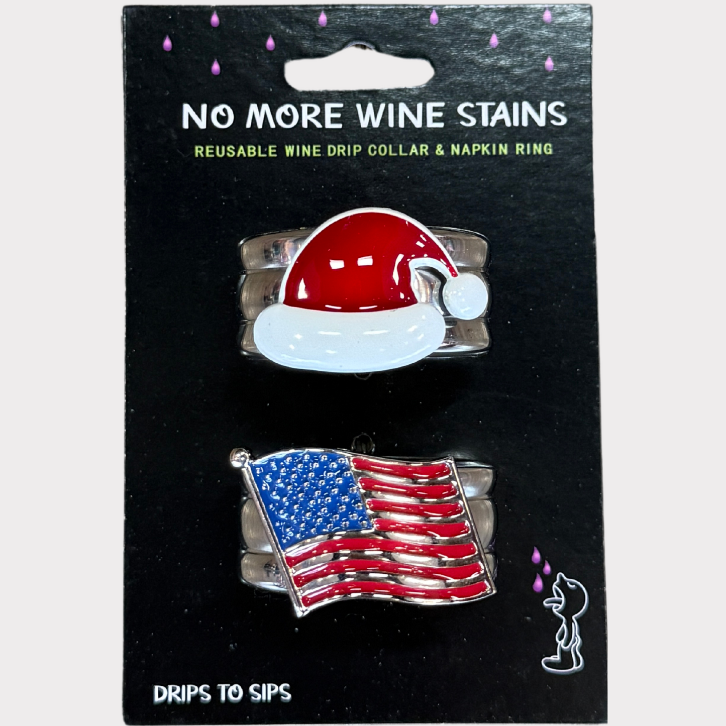 American Flag & Santa Hat Wine Drip Collars