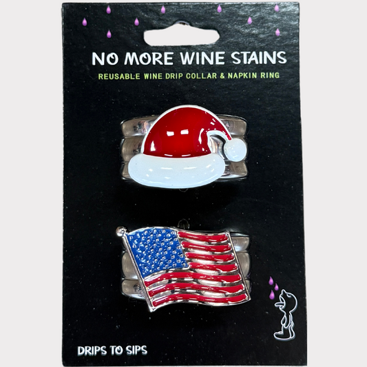 American Flag & Santa Hat Wine Drip Collars