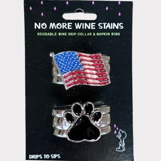 American Flag & Paw Wine Drip Collars