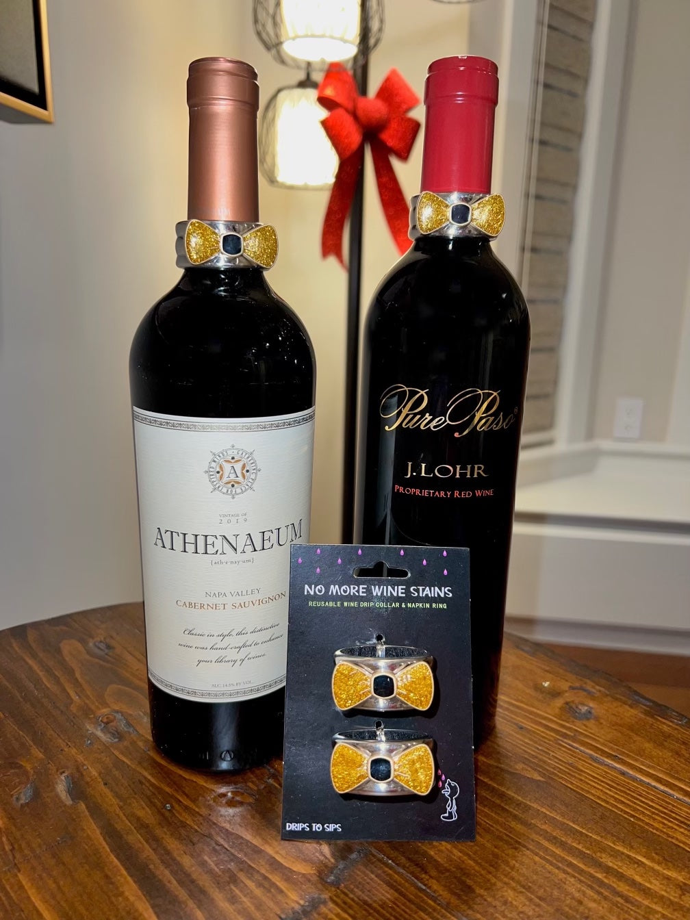 Wine Bottle Neck Collars | Gold Bow-Tie Wine Collars | Drips To Sips