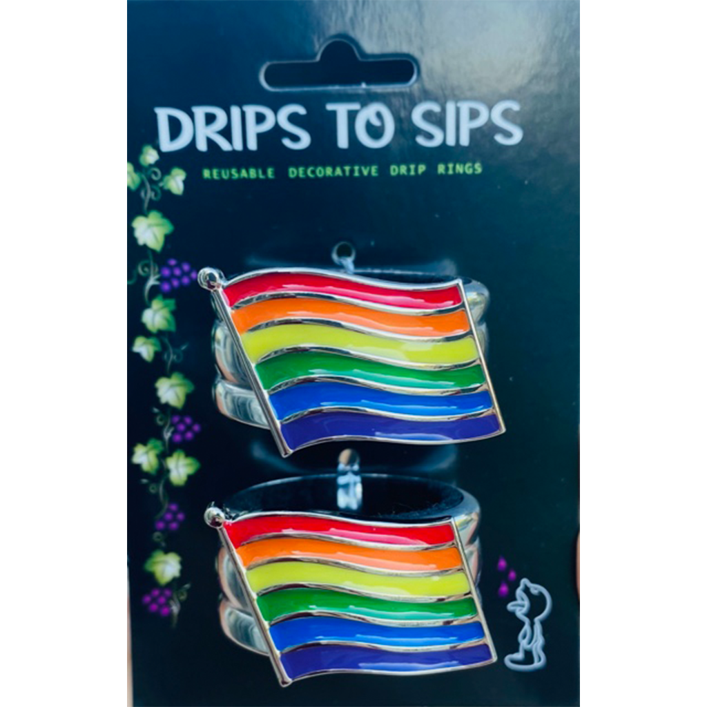Rainbow Flag Wine Collars | Wine Drip Collars | Drips to Sips