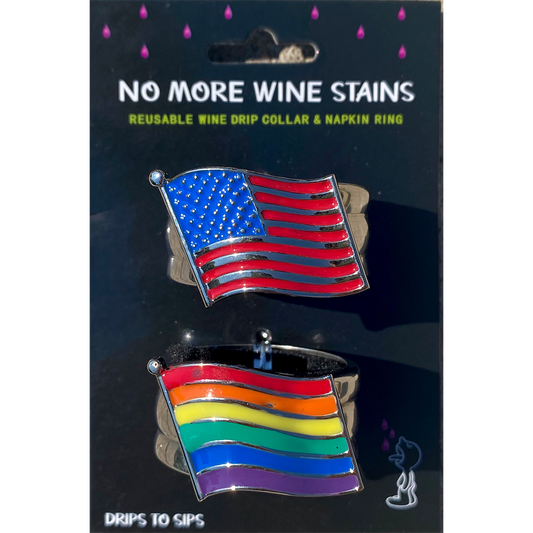 Rainbow Flag Wine Drip Collars | Wine Drip Collars | Drips to Sips