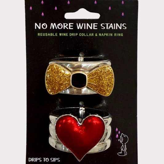 Heart & Gold Glitter Bow-Tie Wine Drip Collars