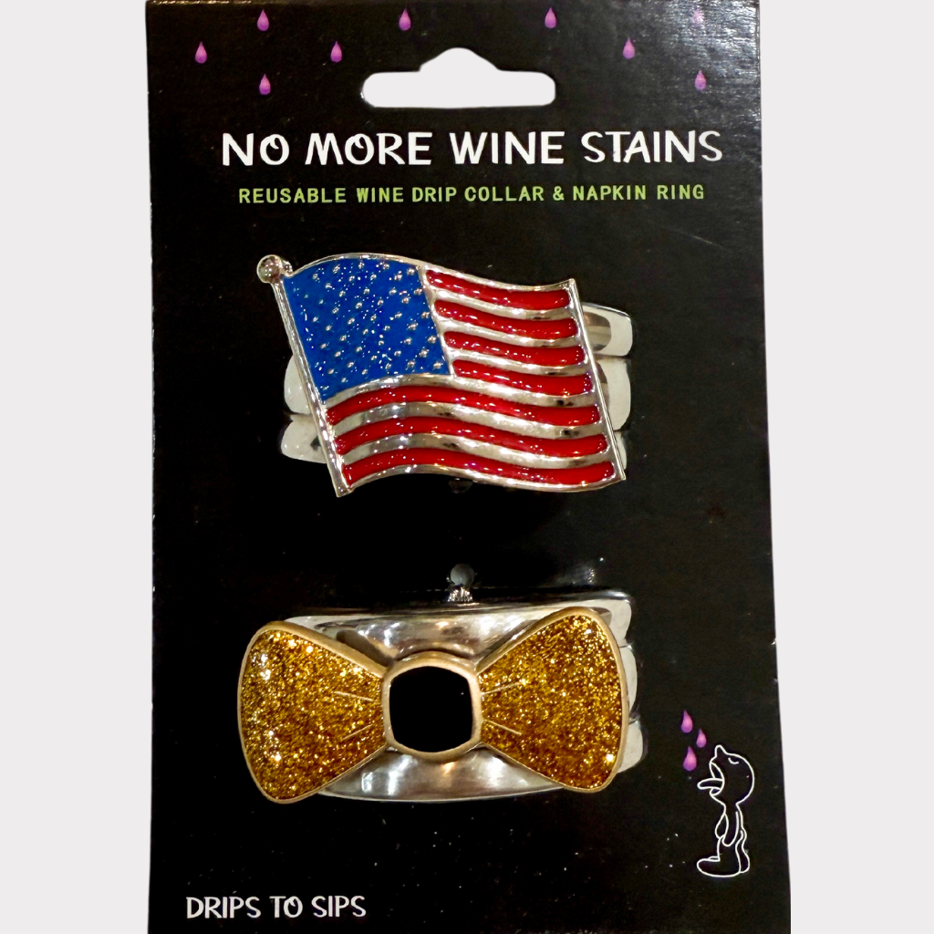 American Flag & Gold Glitter Bow-Tie Wine Drip Collars