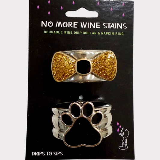 Paw & Gold Glitter Bow Tie Wine Drip Collars