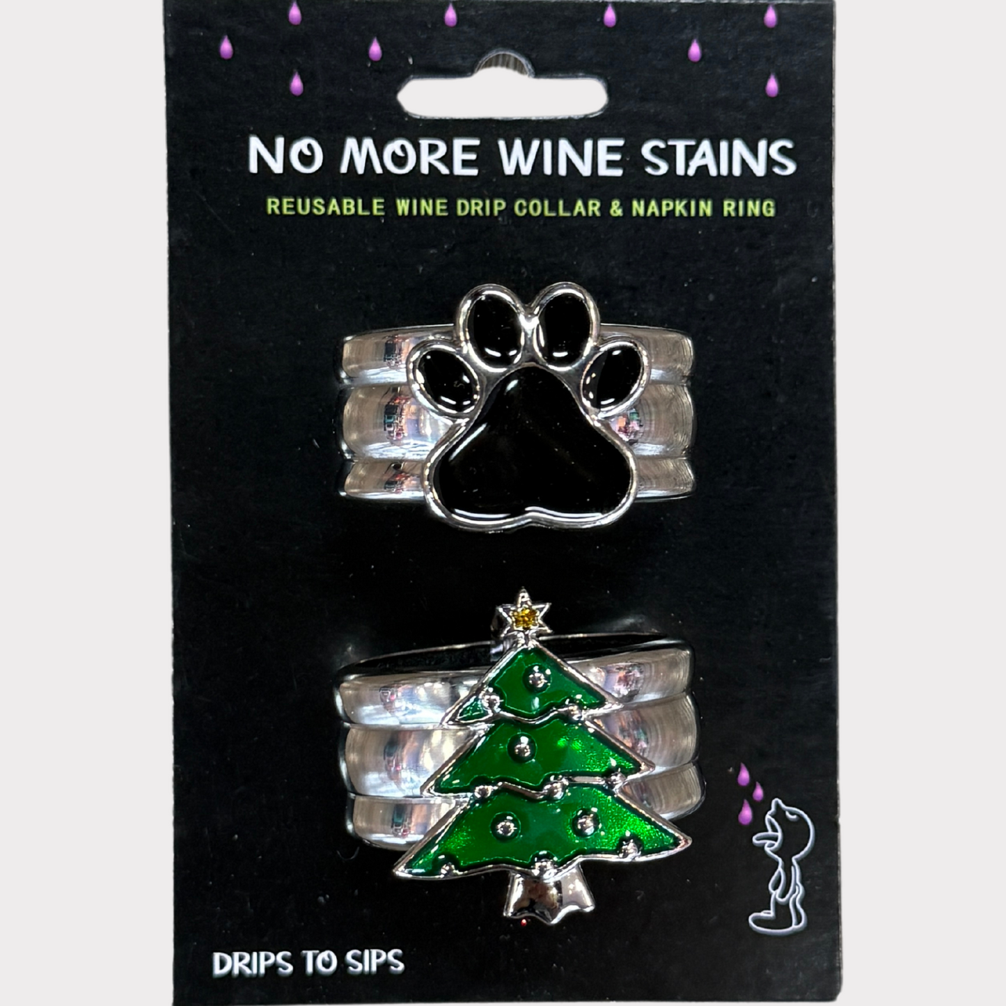 Christmas Tree & Paw Wine Drip Collars