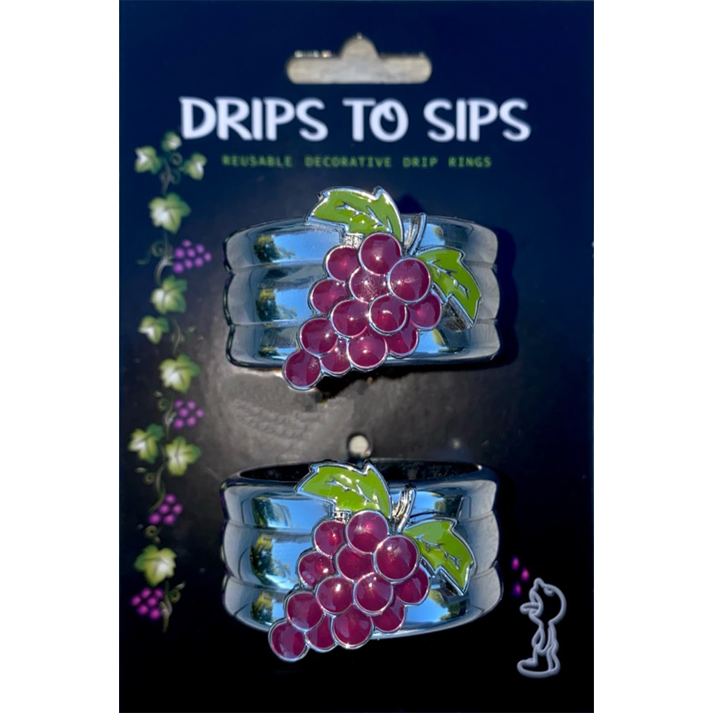 Wine Bottle Stoppers | Purple Grape Wine Drip Collars | Drips To Sips