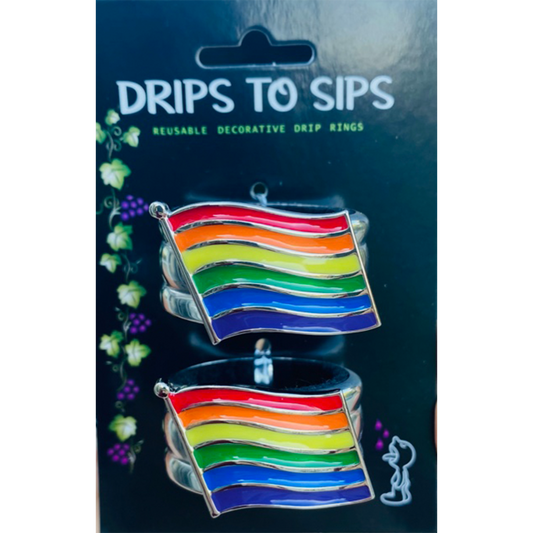Rainbow Flag Wine Collars | Wine Drip Collars | Drips to Sips
